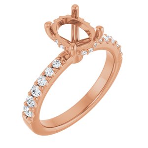 14K Rose Gold 8.5x6.5 mm Oval 1/3 CTW Lab-Grown Semi-Set Daimond Engagement Ring