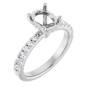 Platinum 8.5x6.5 mm Oval 1/3 CTW Lab-Grown Semi-Set Daimond Engagement Ring