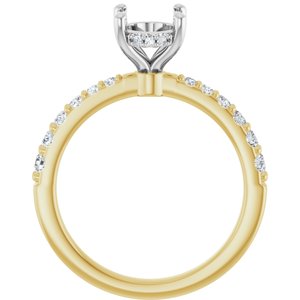 14K Yellow/White Gold 8.5x6.5 mm Oval 1/3 CTW Natural Diamond Semi-Set Engagement Ring