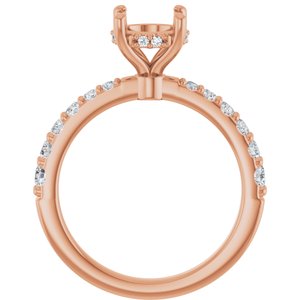 14K Rose Gold 7.4 mm Round 3/8 CTW Natural Diamond Semi-Set Engagement Ring