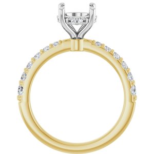 14K Yellow/White Gold 7.4 mm Round 1/2 CTW Lab-Grown Semi-Set Daimond Engagement Ring