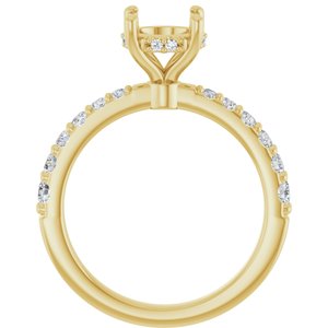 14K Yellow Gold 7.4 mm Round 3/8 CTW Natural Diamond Semi-Set Engagement Ring