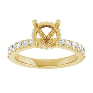 14K Yellow Gold 7.4 mm Round 3/8 CTW Natural Diamond Semi-Set Engagement Ring
