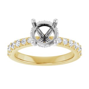 14K Yellow/White Gold 7.4 mm Round 3/8 CTW Natural Diamond Semi-Set Engagement Ring