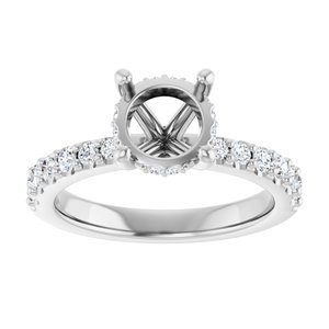 14K White Gold 7.4 mm Round 1/2 CTW Lab-Grown Semi-Set Daimond Engagement Ring