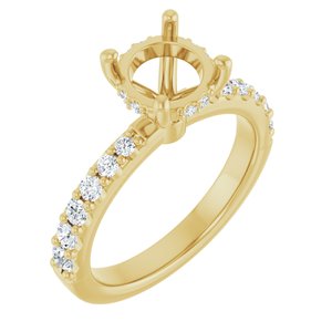 14K Yellow Gold 7.4 mm Round 3/8 CTW Natural Diamond Semi-Set Engagement Ring
