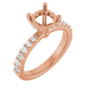 14K Rose Gold 7.4 mm Round 1/2 CTW Lab-Grown Diamond Semi-Set Engagement Ring