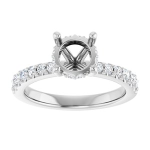 14K White Gold 7 mm Round 1/3 CTW Natural Diamond Semi-Set Engagement Ring