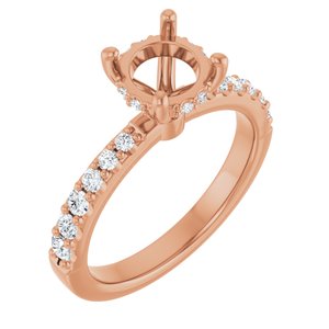14K Rose Gold 7 mm Round 3/8 CTW Lab-Grown Semi-Set Daimond Engagement Ring
