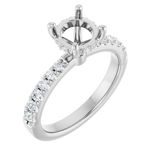 Platinum 7 mm Round 1/3 CTW Natural Diamond Semi-Set Engagement Ring