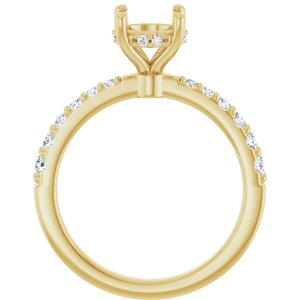 14K Yellow Gold 7 mm Round 3/8 CTW Lab-Grown Semi-Set Daimond Engagement Ring