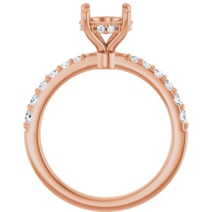 14K Rose Gold 7 mm Round 1/3 CTW Natural Diamond Semi-Set Engagement Ring