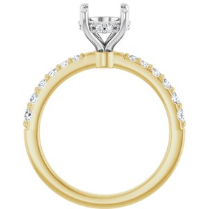14K Yellow/White Gold 7 mm Round 3/8 CTW Lab-Grown Semi-Set Daimond Engagement Ring
