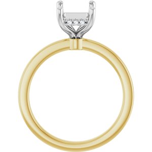 14K Yellow/White Gold 8.5x6.5 mm Emerald .05 CTW Lab-Grown Semi-Set Daimond Engagement Ring