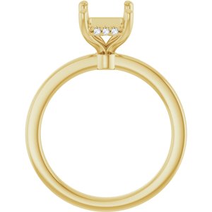 14K Yellow Gold 8.5x6.5 mm Emerald .05 CTW Lab-Grown Semi-Set Daimond Engagement Ring