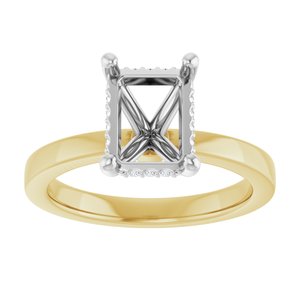 14K Yellow/White Gold 8.5x6.5 mm Emerald .05 CTW Natural Diamond Semi-Set Engagement Ring