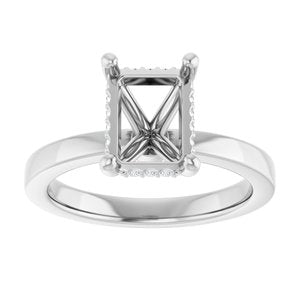 Platinum 8.5x6.5 mm Emerald .05 CTW Natural Diamond Semi-Set Engagement Ring