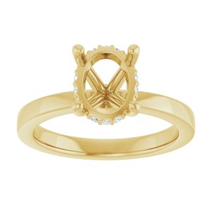 14K Yellow Gold 9x7 mm Oval .04 CTW Natural Diamond Semi-Set Engagement Ring