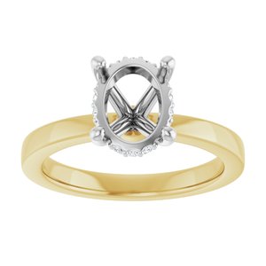 14K Yellow/White Gold 9x7 mm Oval .08 CTW Lab-Grown Semi-Set Daimond Engagement Ring