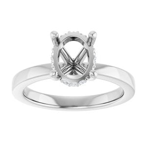 14K White Gold 9x7 mm Oval .08 CTW Lab-Grown Semi-Set Daimond Engagement Ring