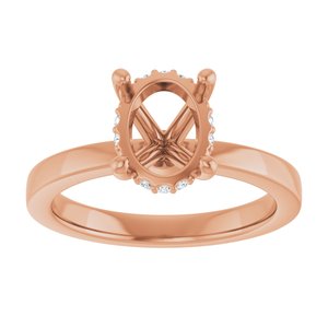 14K Rose Gold 9x7 mm Oval .08 CTW Lab-Grown Semi-Set Daimond Engagement Ring