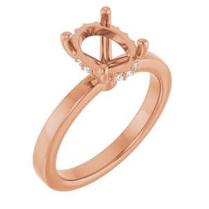 14K Rose Gold 9x7 mm Oval .04 CTW Natural Diamond Semi-Set Engagement Ring