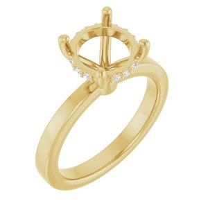 14K Yellow Gold 8.8 mm Round 1/10 CTW Lab-Grown Semi-Set Daimond Engagement Ring