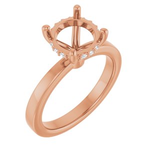 14K Rose Gold 8.8 mm Round 1/10 CTW Lab-Grown Semi-Set Daimond Engagement Ring