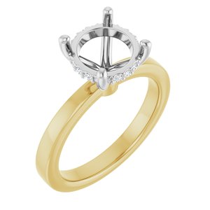 14K Yellow/White Gold 8.8 mm Round 1/10 CTW Lab-Grown Semi-Set Daimond Engagement Ring