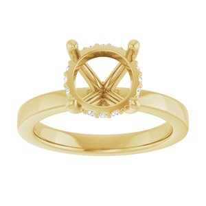 14K Yellow Gold 8.8 mm Round .05 CTW Natural Diamond Semi-Set Engagement Ring