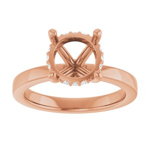 14K Rose Gold 8.8 mm Round .05 CTW Natural Diamond Semi-Set Engagement Ring