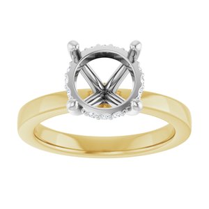 14K Yellow/White Gold 8.8 mm Round 1/10 CTW Lab-Grown Semi-Set Daimond Engagement Ring