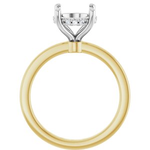 14K Yellow/White Gold 8.8 mm Round 1/10 CTW Lab-Grown Semi-Set Daimond Engagement Ring