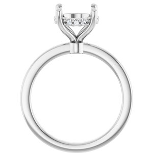 14K White Gold 8.8 mm Round .05 CTW Natural Diamond Semi-Set Engagement Ring