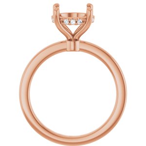 14K Rose Gold 8.8 mm Round .05 CTW Natural Diamond Semi-Set Engagement Ring