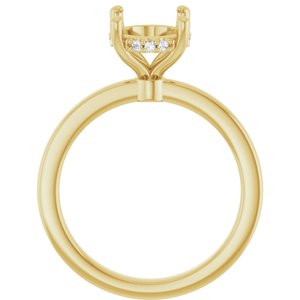 14K Yellow Gold 10x8 mm Oval 1/10 CTW Lab-Grown Semi-Set Daimond Engagement Ring