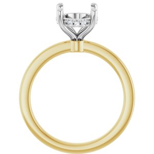 14K Yellow/White Gold 10x8 mm Oval 1/10 CTW Lab-Grown Semi-Set Daimond Engagement Ring