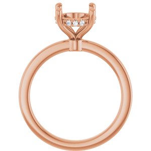 14K Rose Gold 10x8 mm Oval .05 CTW Natural Diamond Semi-Set Engagement Ring