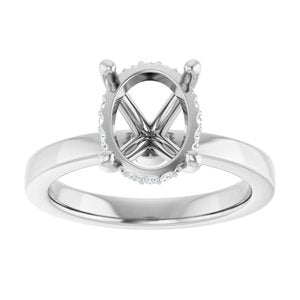 Platinum 10x8 mm Oval 1/10 CTW Lab-Grown Semi-Set Daimond Engagement Ring