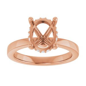 14K Rose Gold 10x8 mm Oval .05 CTW Natural Diamond Semi-Set Engagement Ring