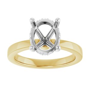 14K Yellow/White Gold 10x8 mm Oval 1/10 CTW Lab-Grown Semi-Set Daimond Engagement Ring