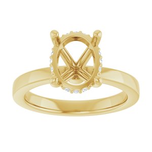 14K Yellow Gold 10x8 mm Oval 1/10 CTW Lab-Grown Semi-Set Daimond Engagement Ring