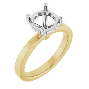 14K Yellow/White Gold 8.2 mm Round 1/10 CTW Lab-Grown Semi-Set Daimond Engagement Ring