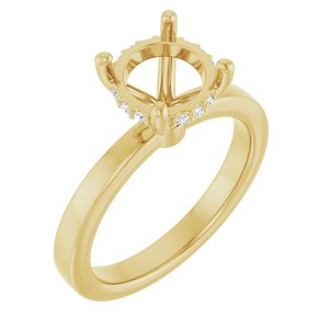 14K Yellow Gold 8.2 mm Round 1/10 CTW Lab-Grown Semi-Set Daimond Engagement Ring