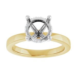 14K Yellow/White Gold 8.2 mm Round 1/10 CTW Lab-Grown Semi-Set Daimond Engagement Ring