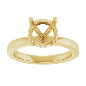 14K Yellow Gold 8.2 mm Round 1/10 CTW Lab-Grown Semi-Set Daimond Engagement Ring