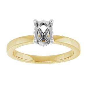 14K Yellow/White Gold 7x5 mm Oval .03 CTW Natural Diamond Semi-Set Engagement Ring