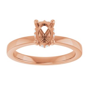 14K Rose Gold 7x5 mm Oval .03 CTW Natural Diamond Semi-Set Engagement Ring