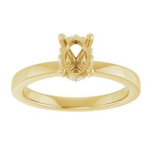 14K Yellow Gold 7x5 mm Oval .03 CTW Natural Diamond Semi-Set Engagement Ring