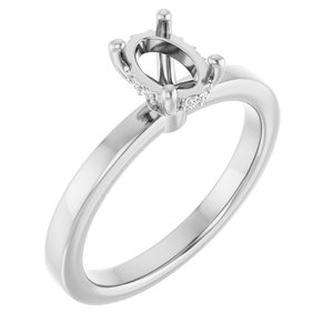 14K White Gold 7x5 mm Oval .03 CTW Lab-Grown Semi-Set Daimond Engagement Ring